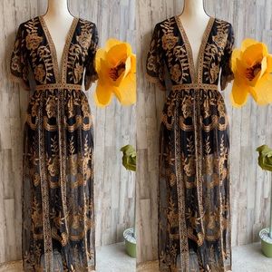 Honey punch multi lace black romper dress NWT SM